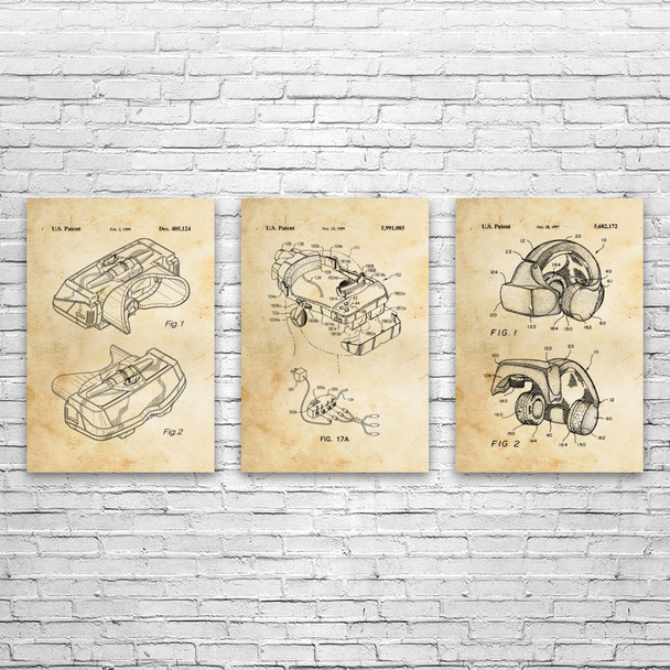 Virtual Reality Patent Wall Art Set of 3 Virtual Reality Patent Wall Art Set of 3