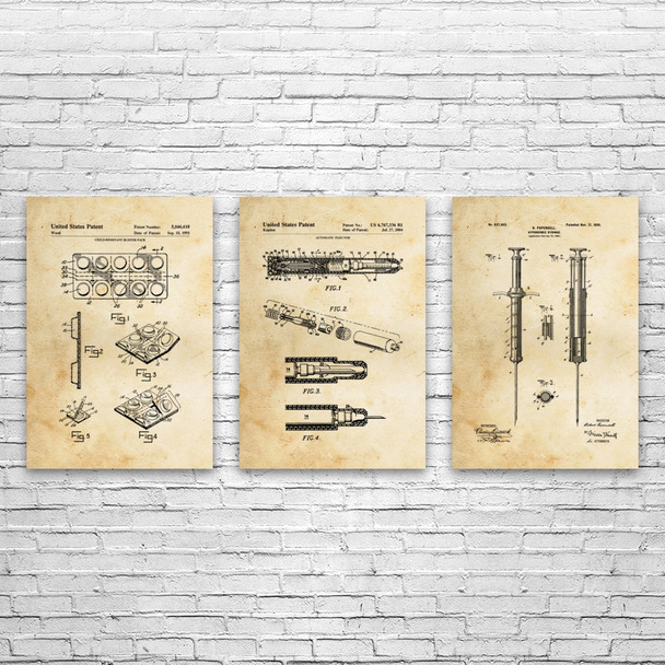 Pharmacy Patent Wall Art Set of 3 Pharmacy Patent Wall Art Set of 3