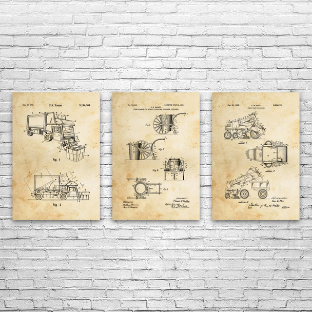 Sanitation Patent Wall Art Set of 3