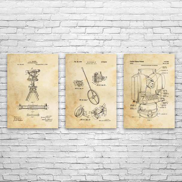 Surveying Patent Wall Art Set of 3