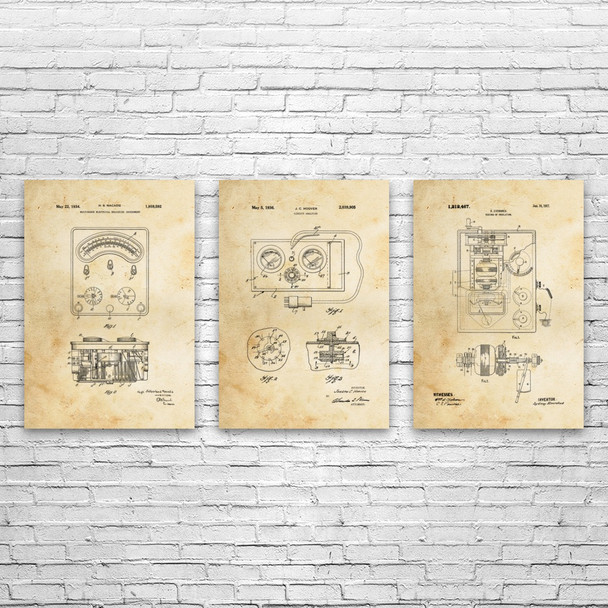 Electrician Patent Wall Art Set of 3