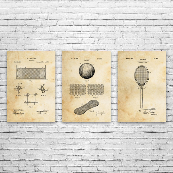 Tennis Patent Wall Art Set of 3 Tennis Patent Wall Art Set of 3
