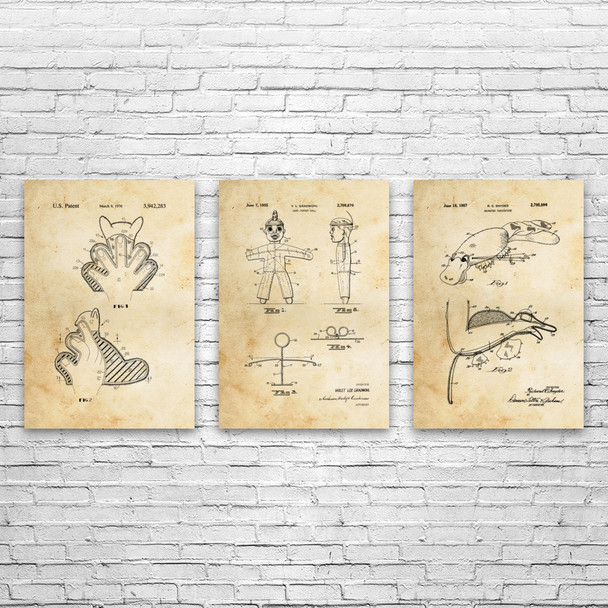 Puppet Patent Wall Art Set of 3