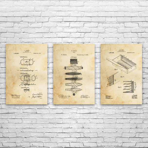 Cigar Patent Wall Art Set of 3