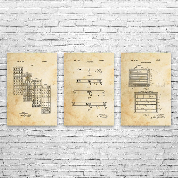 Mahjong Patent Wall Art Set of 3