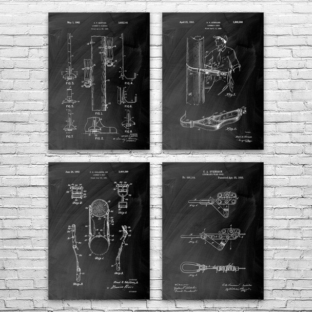 Lineman Patent Wall Art Set of 4 Lineman Patent Wall Art Set of 4