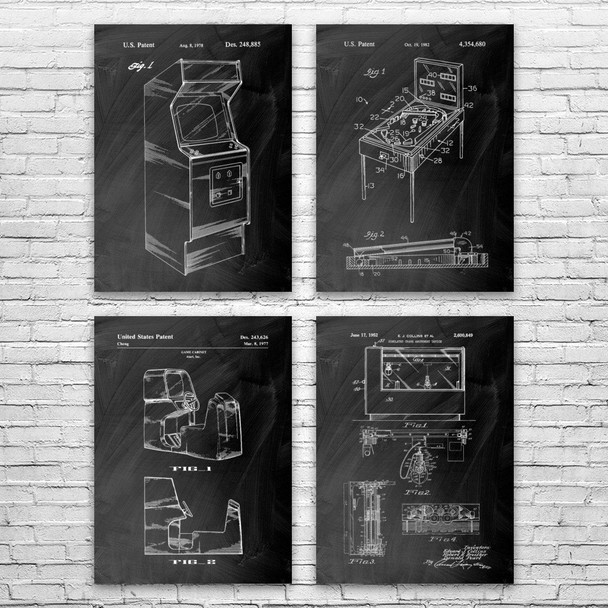 Arcade Patent Wall Art Set of 4 Arcade Patent Wall Art Set of 4