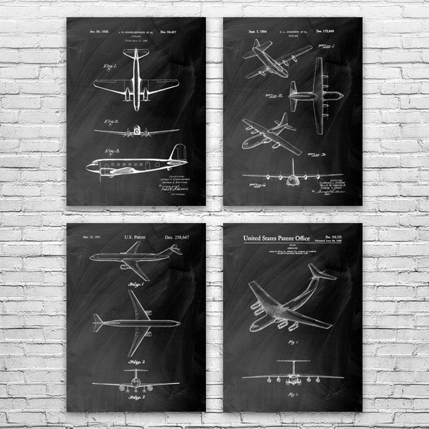 Airplane Patent Wall Art Set of 4