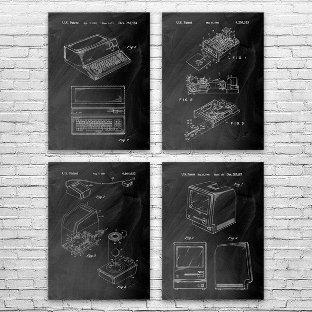 Retro Computer Patent Wall Art Set of 4