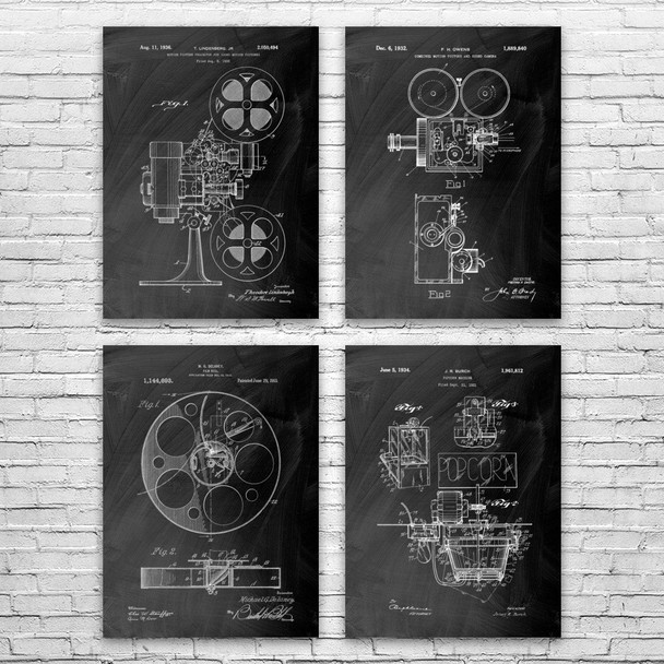 Movie Theater Patent Wall Art Set of 4
