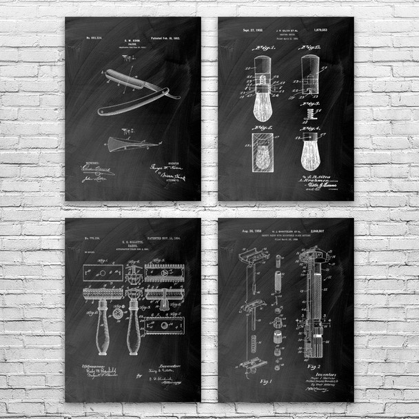 Shaving Patent Wall Art Set of 4