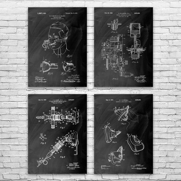 Anesthesiology Patent Wall Art Set of 4