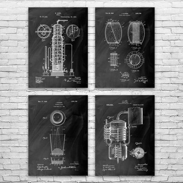 Whiskey Patent Wall Art Set of 4