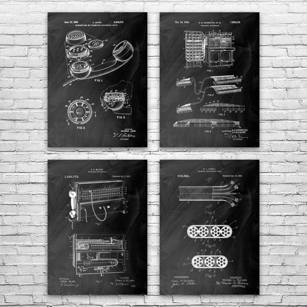 Telephone Patent Wall Art Set of 4 Telephone Patent Wall Art Set of 4