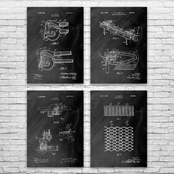 Metal Working Patent Wall Art Set of 4