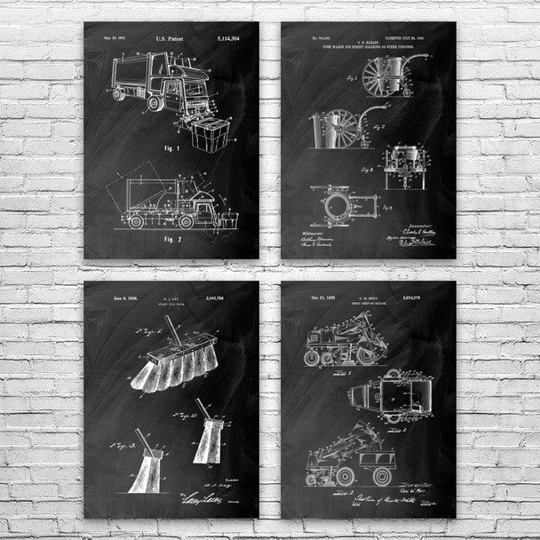 Sanitation Patent Wall Art Set of 4