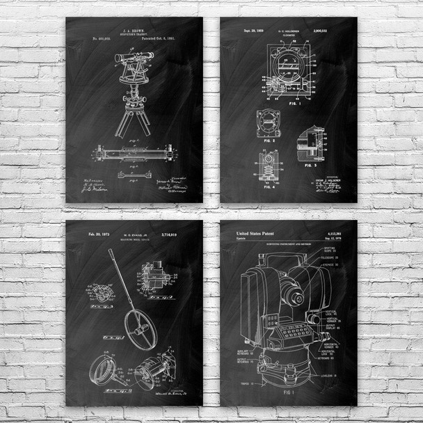 Surveying Patent Wall Art Set of 4