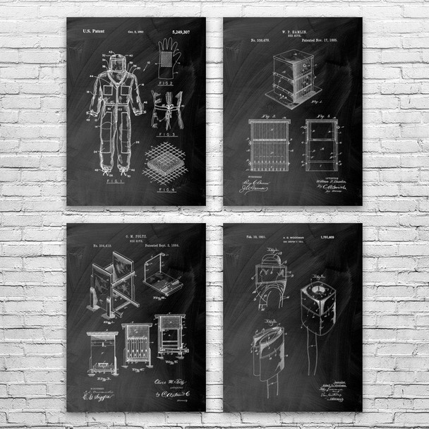 Beekeeping Patent Wall Art Set of 4