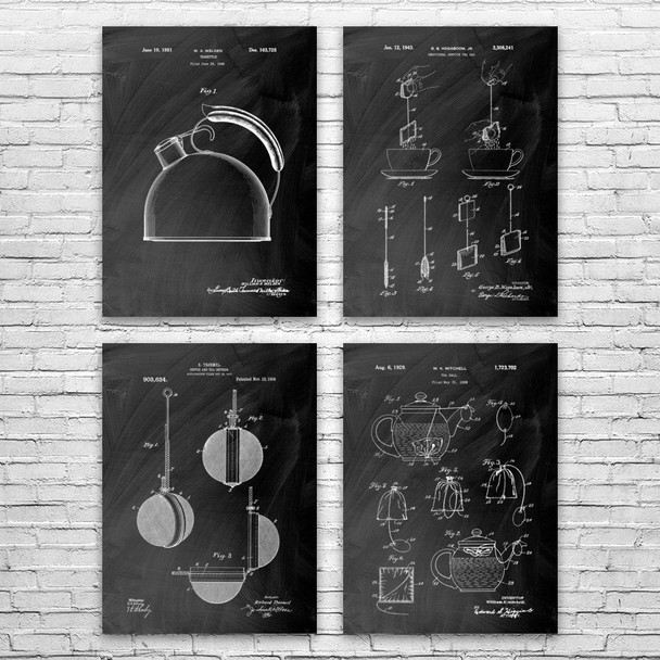 Tea Patent Wall Art Set of 4