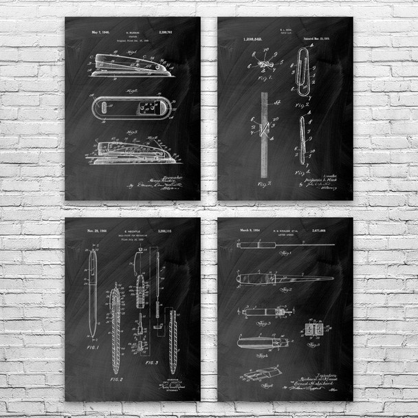 Office Patent Wall Art Set of 4 Office Patent Wall Art Set of 4