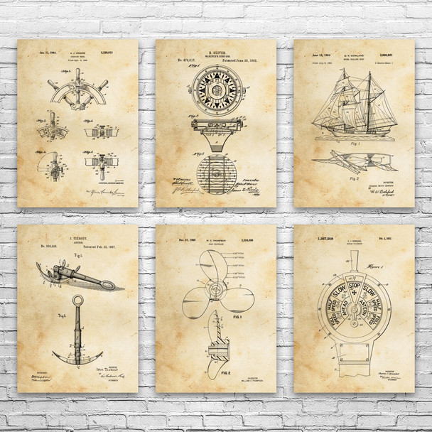 Nautical Patent Wall Art Set of 6