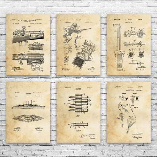 WW1 Patent Wall Art Set of 6
