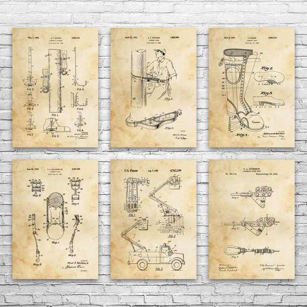 Lineman Patent Wall Art Set of 6