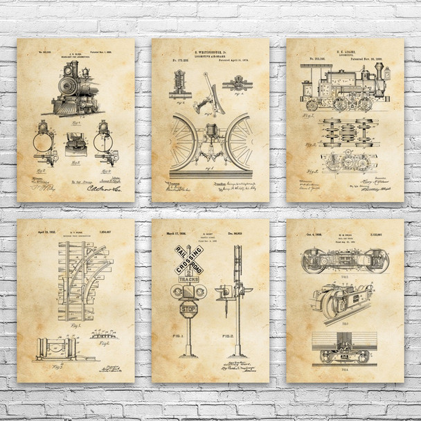 Railroad Patent Wall Art Set of 6