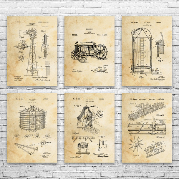 Farming Patent Wall Art Set of 6