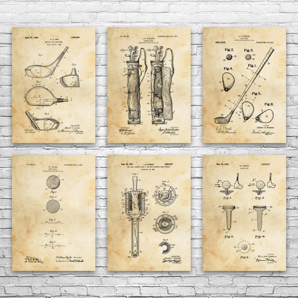 Golf Patent Wall Art Set of 6