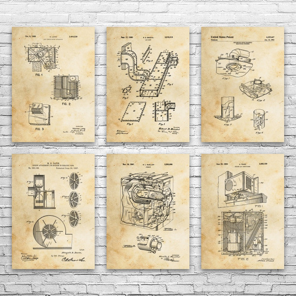 HVAC Patent Wall Art Set of 6