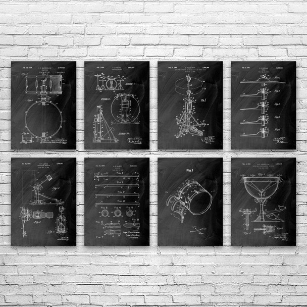 Drum Patent Wall Art Set of 8