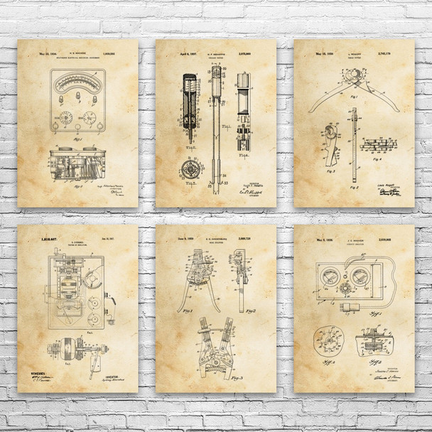 Electrician Patent Wall Art Set of 6