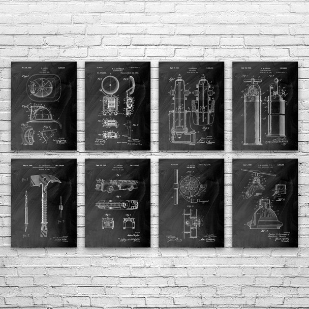 Firefighting Patent Wall Art Set of 8