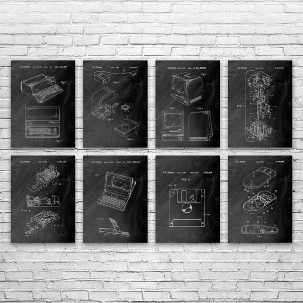 Retro Computer Patent Wall Art Set of 8 Retro Computer Patent Wall Art Set of 8