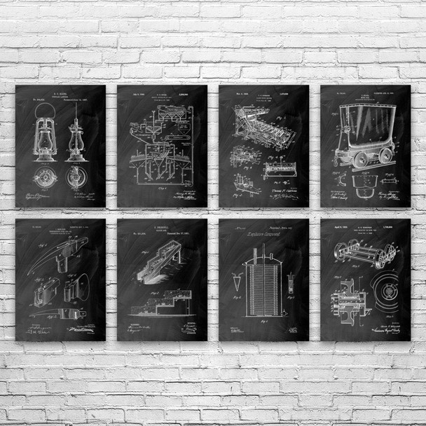 Mining Patent Wall Art Set of 8