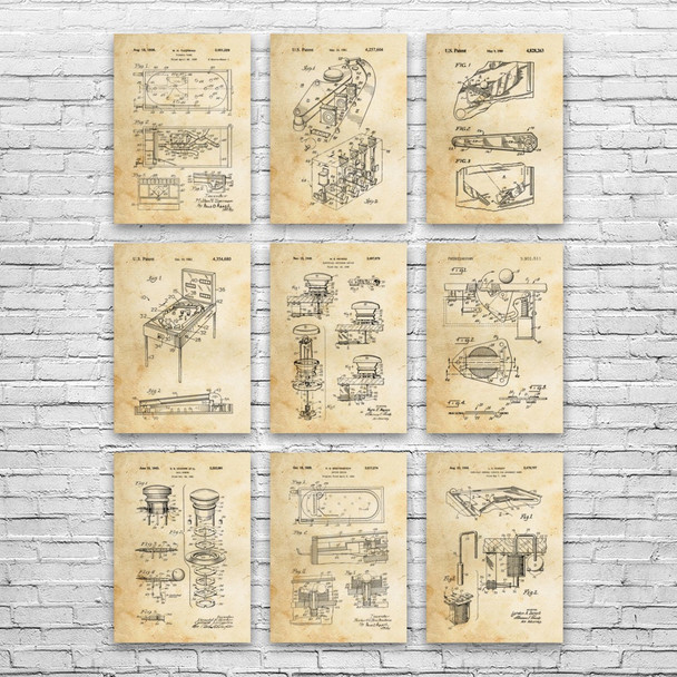 Pinball Patent Wall Art Set of 9