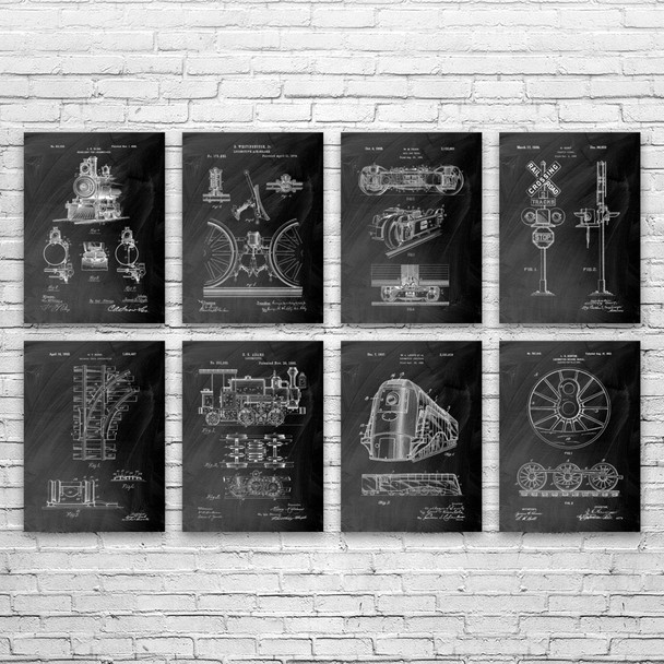 Railroad Patent Wall Art Set of 8