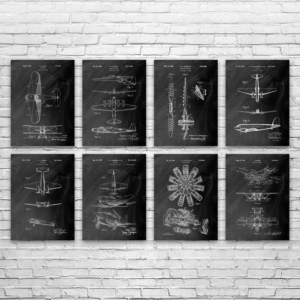 Airplane Patent Wall Art Set of 8