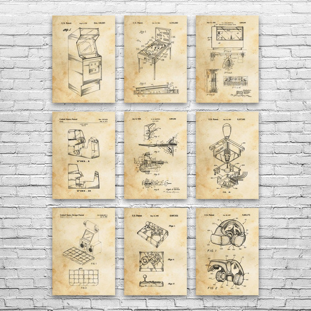 Arcade Patent Wall Art Set of 9