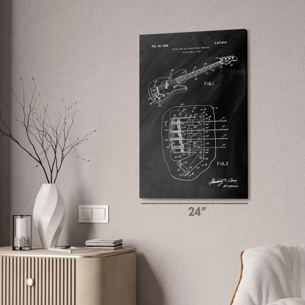 1969 Bass Guitar Patent Wall Art