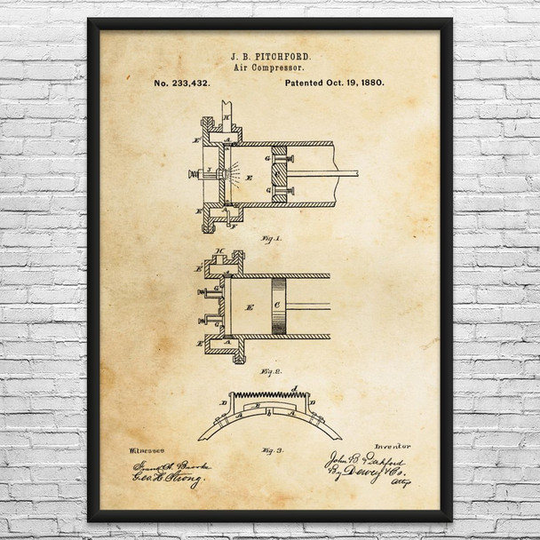 1880 Air Compressor Patent Wall Art