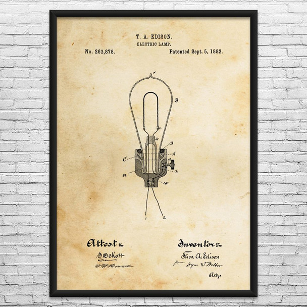 Edison Electric Light Patent Wall Art
