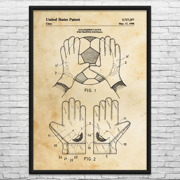 Goalie Gloves Patent Wall Art