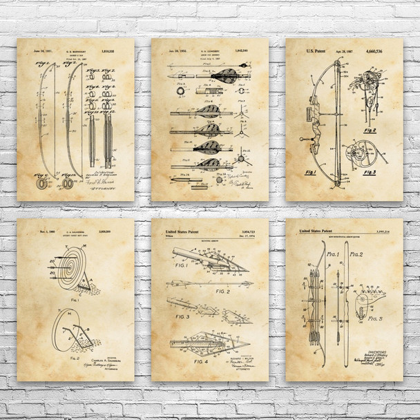 Archery Patent Wall Art Set of 6