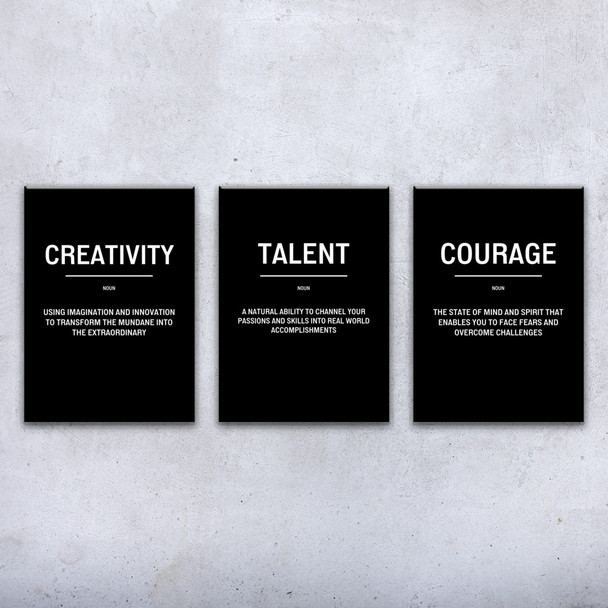 Creativity Talent Motivational Prints Set of 3 Creativity Talent Motivational Prints Set of 3