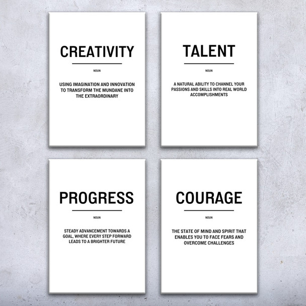 Creativity Talent Motivational Prints Set of 4