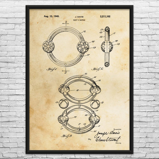 Baby Rattle Patent Wall Art