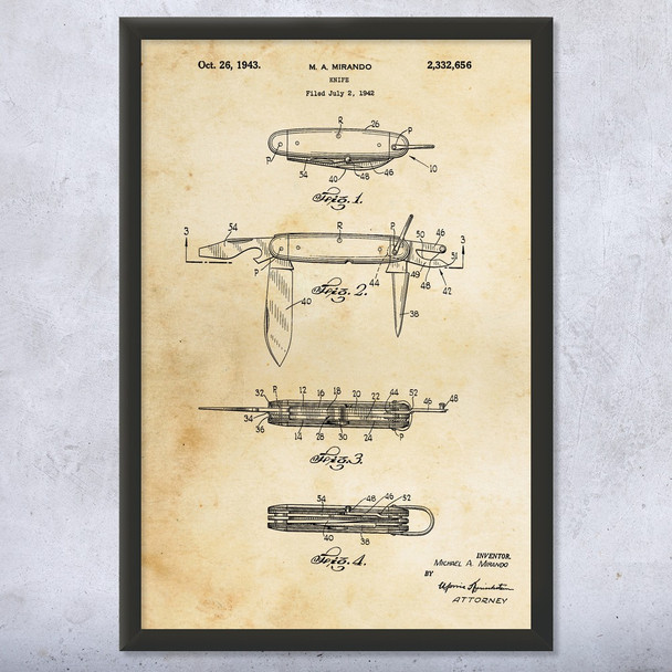 Swiss Pocket Knife Patent Wall Art