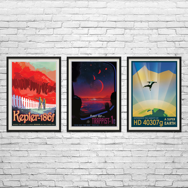 Exoplanet Space Tourism Wall Art Set of 3 Exoplanet Space Tourism Wall Art Set of 3
